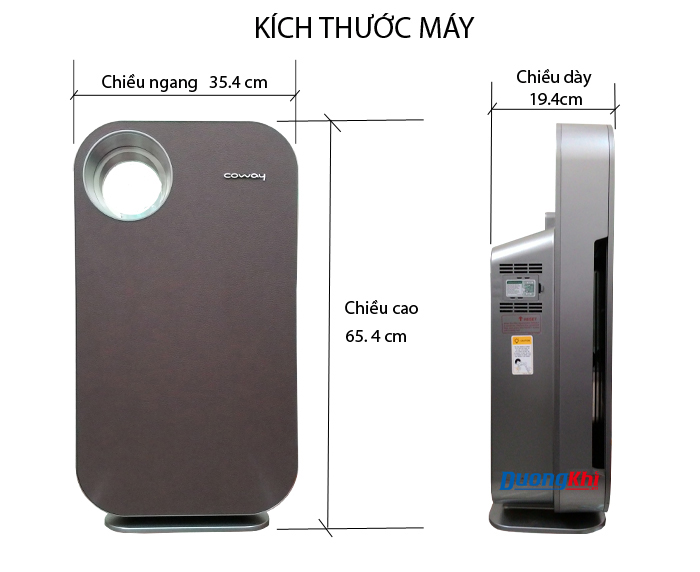 Kích thước máy lọc khí Coway-1008DH